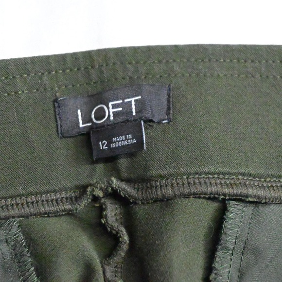 LOFT 12 Green Pull On Straight Cropped Womens Dress Stretch Pants‎ - Picture 3 of 7